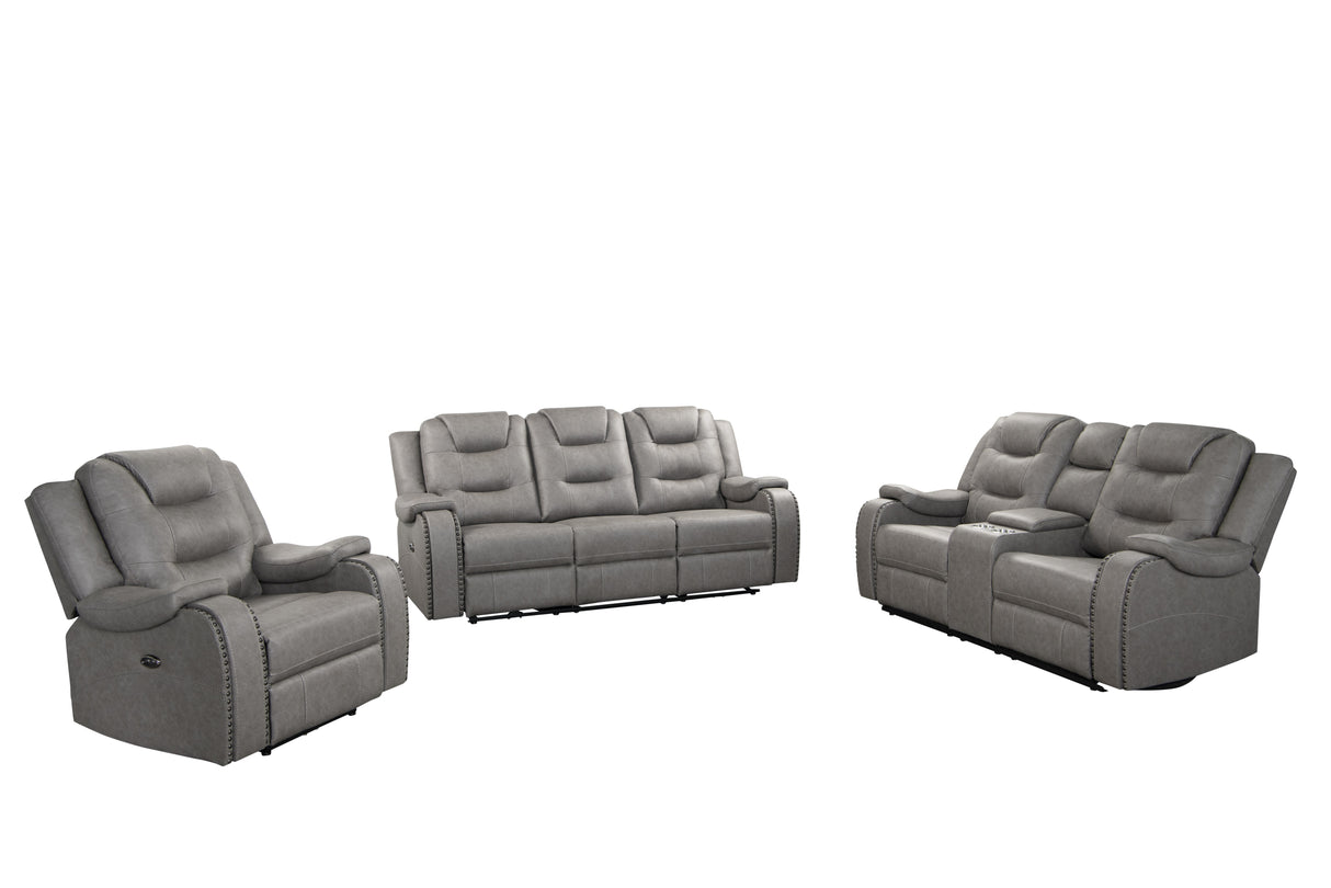 Mason Ridge Gray 3-Piece Power Reclining Living Room Set with Storage