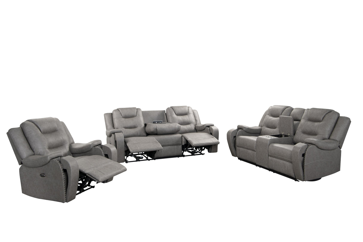 Mason Ridge Gray 3-Piece Power Reclining Living Room Set with Storage