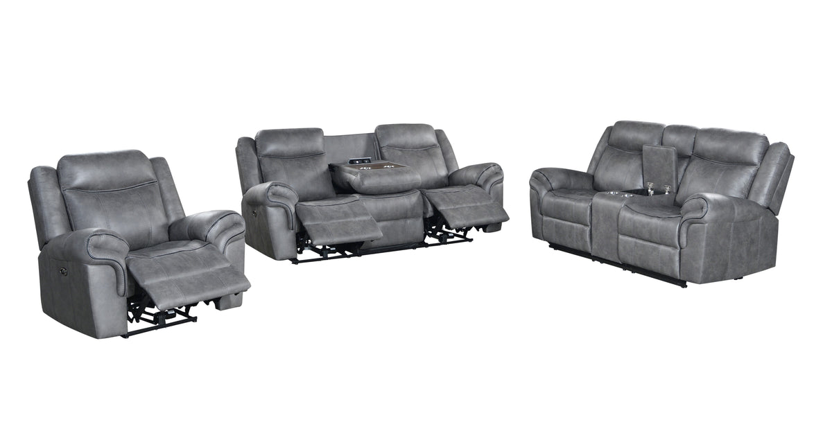 3 Piece Living Room Set: Power Reclining Sofa, Power Reclining Chair, Stationary Loveseat by Sara Collections | Bel Furniture