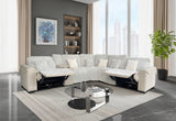 Gray Modern Ribbed Corduroy 6-Piece Power Reclining Sectional with Wireless Charging Console