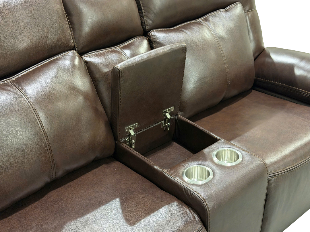 Dark Brown 3‑Piece Reclining Living Room Set with Top‑Grain Leather Seating