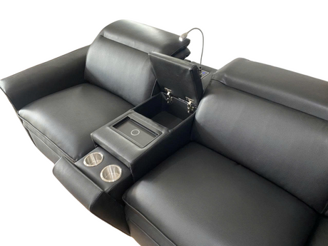 Modern Black 7 Piece Power Reclining Sectional with Chaise and LED Lights - view 9