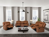 3 Piece Camel Manual Reclining Living Room Set with Console and Wireless Charging
