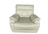 Beige Top Grain Leather Power Recliner with Adjustable Headrest