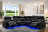Black Power Reclining Sectional with Power Headrests, Speaker, Wireless Charging & LED Lighting