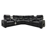 Black Power Reclining Sectional with Power Headrests, Speaker, Wireless Charging & LED Lighting