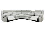 3 Piece Power Reclining Sectional with Power Headrests, Wireless Charging & Pull-Out Storage Drawer - Bone Air Leather