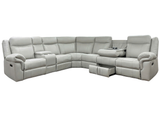 3 Piece Power Reclining Sectional with Power Headrests, Wireless Charging & Pull-Out Storage Drawer - Bone Air Leather