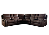 Dark Brown Power Reclining Sectional with Nailhead Trim & Wireless Charging