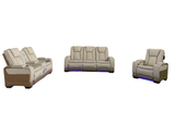 Lumina 3-Piece Light Beige Triple Power Reclining Living Room Set with Audio, Wireless Charging & LED Lights