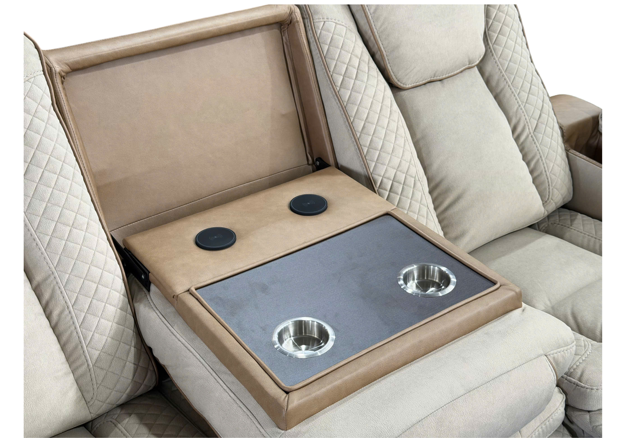 Lumina 3-Piece Light Beige Triple Power Reclining Living Room Set with Audio, Wireless Charging & LED Lights