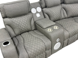 Contemporary Gray Power Reclining Sectional with Power Headrests, LED, Speakers & Wireless Charging