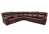 Modern Power Reclining Sectional with Power Headrests, Drop-Down Table, Cup Holders, USB/AC Power & Storage (Brown)