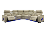 3-Piece Beige Power Reclining Sectional with Power Headrest, LED, Speakers & Wireless Charging