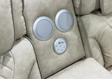 3-Piece Beige Power Reclining Sectional with Power Headrest, LED, Speakers & Wireless Charging
