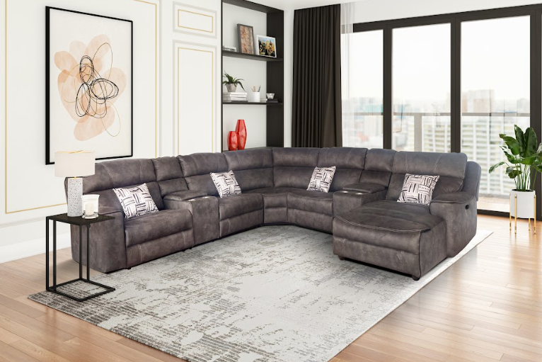 Connery Charcoal 4-Piece Manual Reclining Sectional with Chaise
