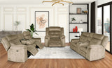 Keily Brown Power Reclining Sofa, Stationary Loveseat & Power Recliner Set with Console