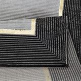 .Ashen Gray Rug with Black & Gold Border – 6' 6" x 9' 0"