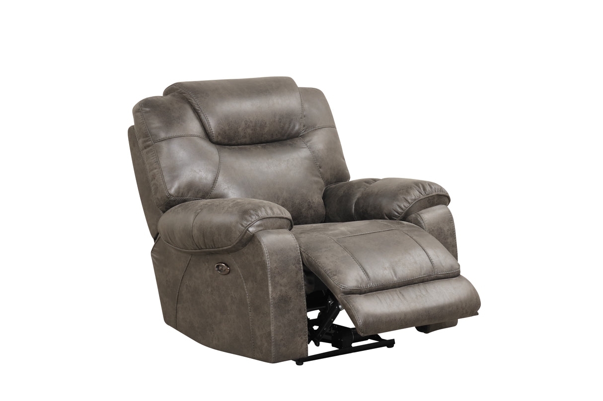 Transitional Brown Power Reclining 3-Piece Living Room Set with Plush Overstuffed Arms, High-Back Support, USB Charging & Console Cup Holders