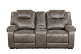 Transitional Brown Power Reclining 3-Piece Living Room Set with Plush Overstuffed Arms, High-Back Support, USB Charging & Console Cup Holders