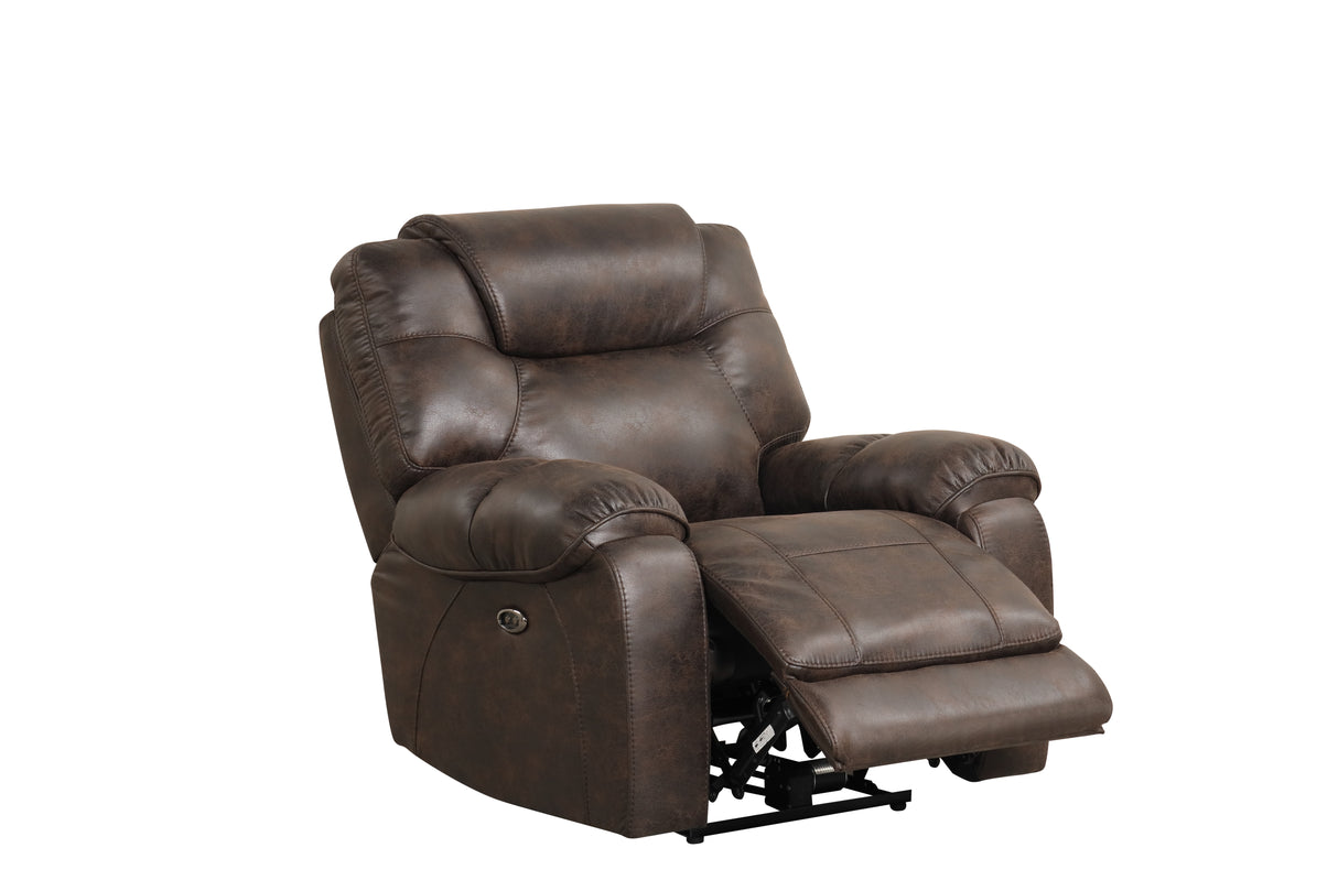 Transitional Red Brown Power Reclining 3-Piece Living Room Set with Plush High-Back Comfort & Pillow-Top Arms