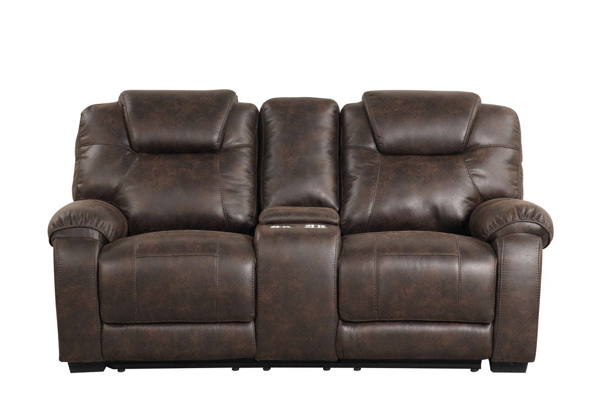 Transitional Red Brown Power Reclining 3-Piece Living Room Set with Plush High-Back Comfort & Pillow-Top Arms