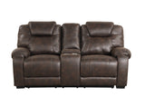 Transitional Red Brown Power Reclining 3-Piece Living Room Set with Plush High-Back Comfort & Pillow-Top Arms