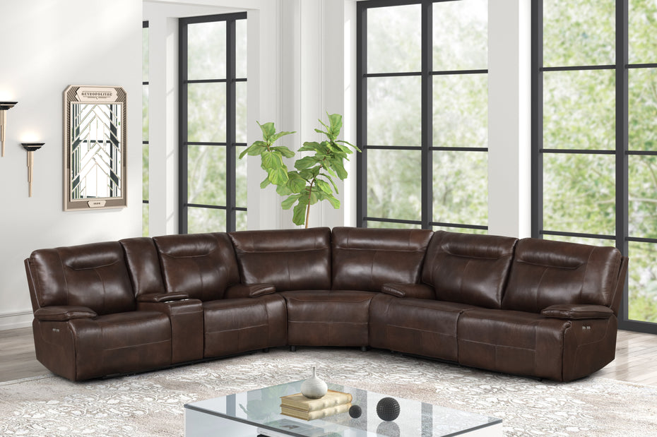 3 Piece Power Reclining Sectional  - Top Grain Leather