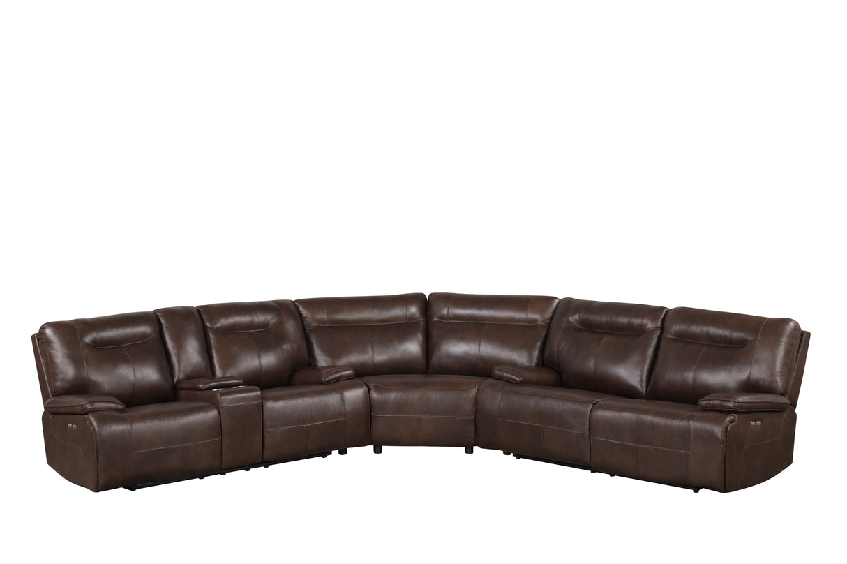 3 Piece Power Reclining Sectional - Top Grain Leather by Sara Collections | Bel Furniture