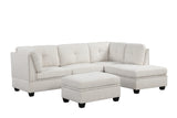 Sienna Boucle Sand Sectional Sofa with Ottoman