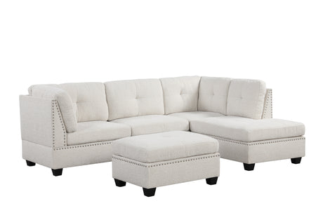 Sienna Boucle Sand Sectional Sofa with Ottoman
