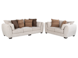 Light Neutral 2-Piece Sofa and Loveseat Set with Accent Pillow Style