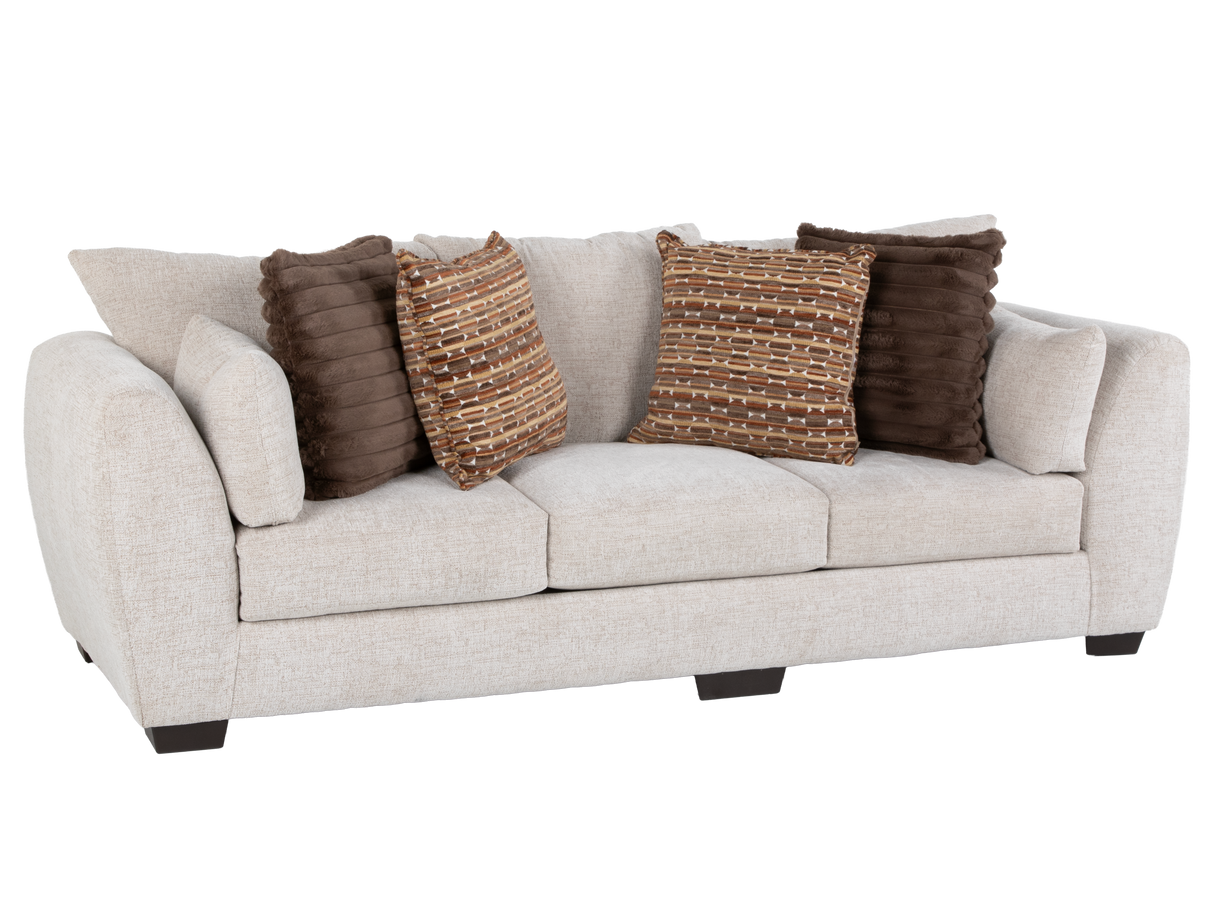 Light Neutral 2-Piece Sofa and Loveseat Set with Accent Pillow Style