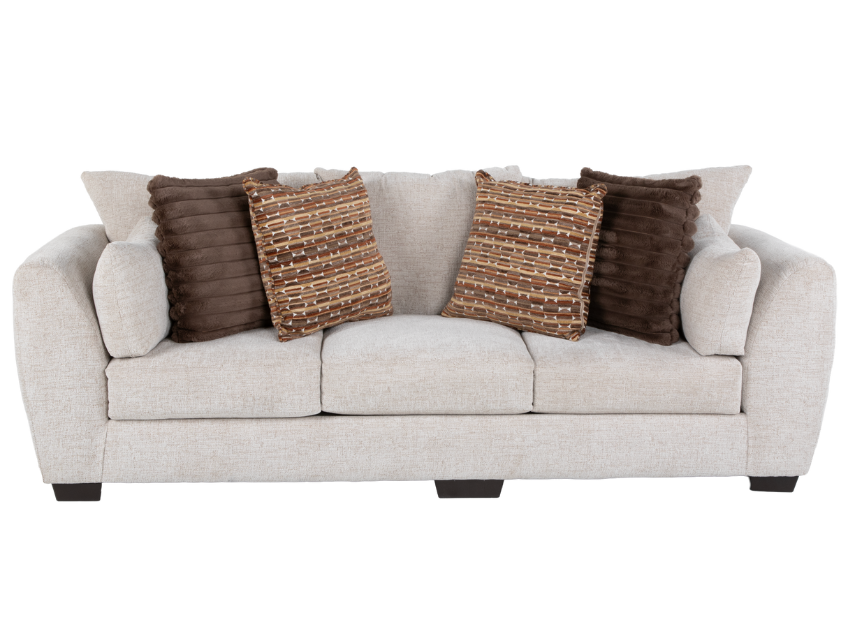 Light Neutral 2-Piece Sofa and Loveseat Set with Accent Pillow Style