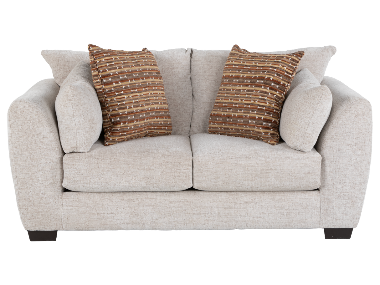 Light Neutral 2-Piece Sofa and Loveseat Set with Accent Pillow Style