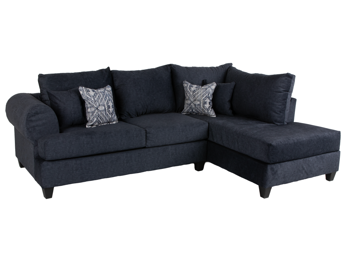 2-Piece Sectional Sofa with Right Arm Facing Chaise – Splendor Blue