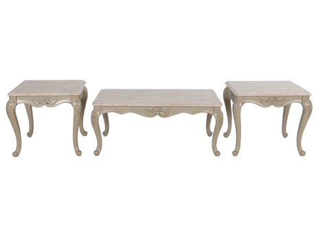 3 Piece Coffee Table Set with Real Marble Tabletops by Mollai Collections | Bel Furniture