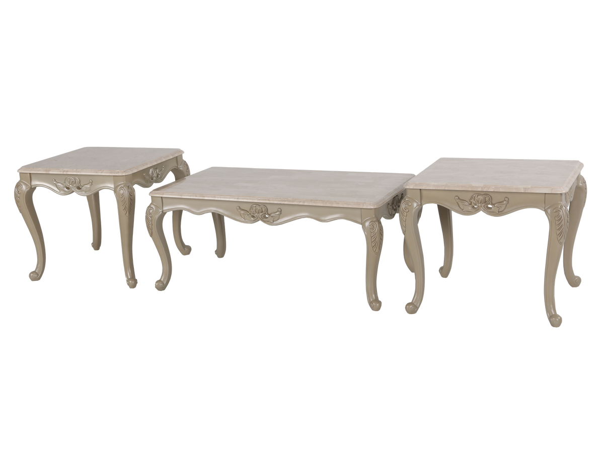 3 Piece Coffee Table Set with Real Marble Tabletops by Mollai Collections | Bel Furniture