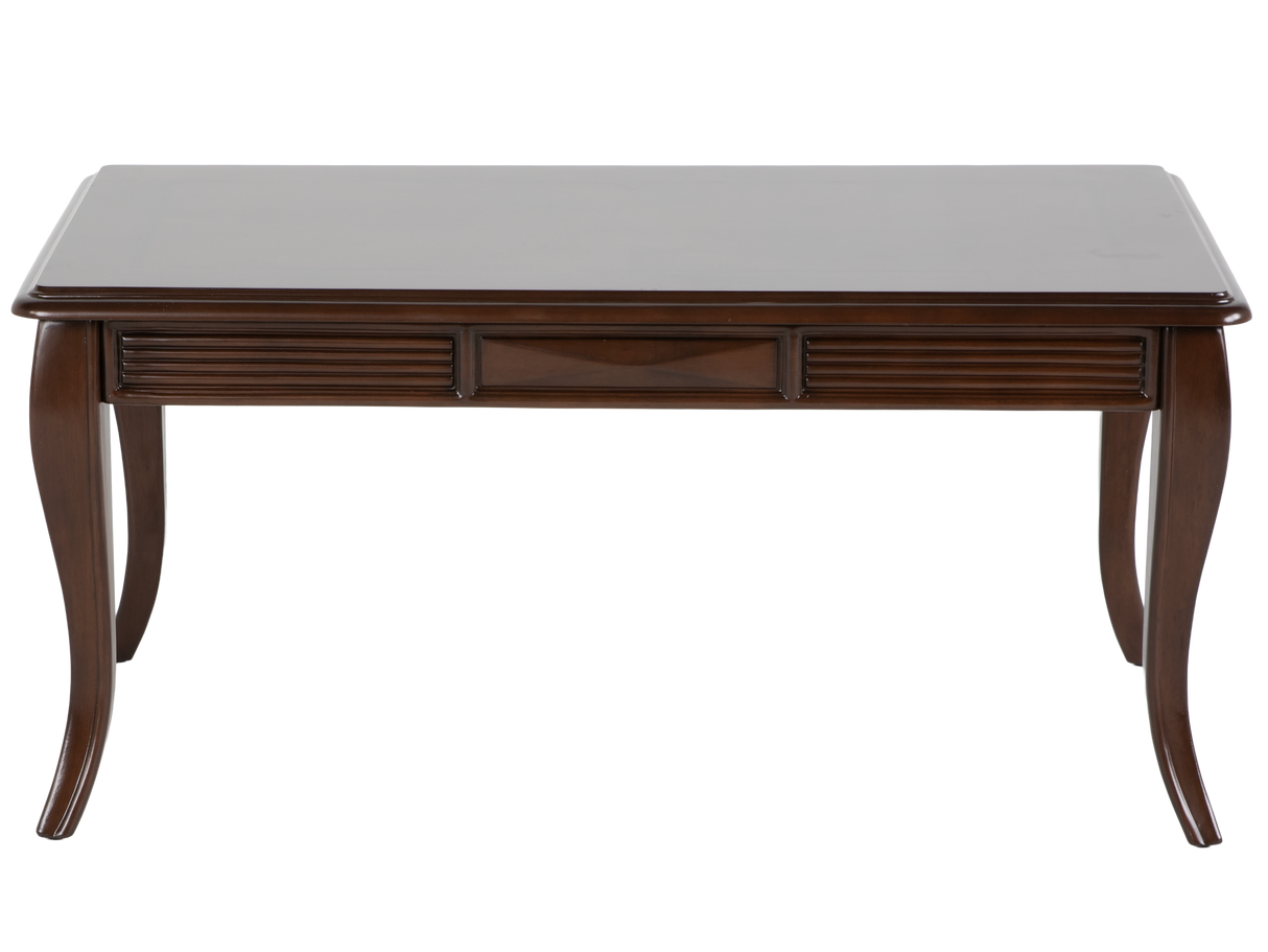 Transitional Dark Brown 3-Piece Coffee Table Set with Framed Inlay-Style Tops & Curved Legs