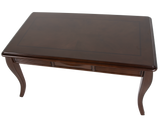Transitional Dark Brown 3-Piece Coffee Table Set with Framed Inlay-Style Tops & Curved Legs