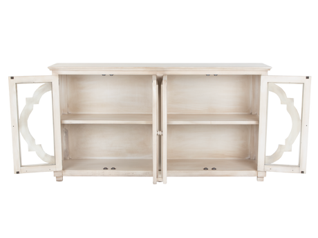 Antique Cream 4-Door Glass Sideboard with Shelves - view 3