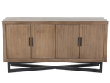Modern Wood 4-Door Sideboard with Black Metal Base