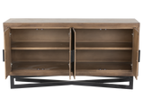 Modern Wood 4-Door Sideboard with Black Metal Base