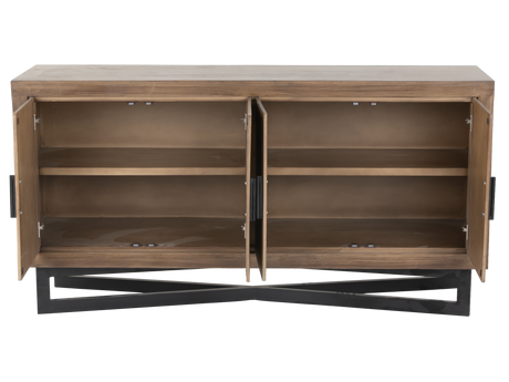 Modern Wood 4-Door Sideboard with Black Metal Base - view 3