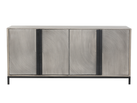 Modern Gray 4-Door Sideboard with Textured Wave Design