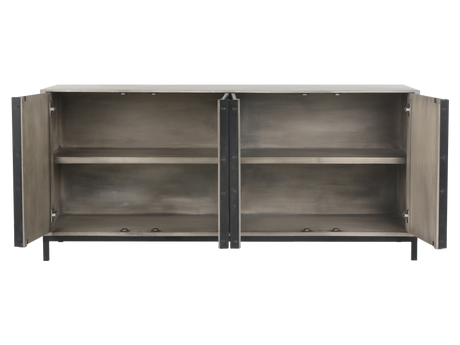 Modern Gray 4-Door Sideboard with Textured Wave Design - view 3