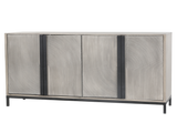 Modern Gray 4-Door Sideboard with Textured Wave Design