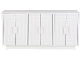 White 6-Door Sideboard with Geometric Panel Design