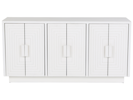 White 6-Door Sideboard with Geometric Panel Design