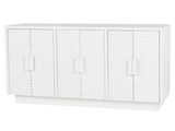 White 6-Door Sideboard with Geometric Panel Design